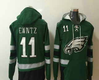 Men's Philadelphia Eagles #11 Carson Wentz NEW Midnight Green Pocket Stitched NFL Pullover Hoodie