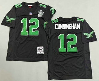 Men's Philadelphia Eagles #12 Randall Cunningham Black 1990 Throwback Jersey