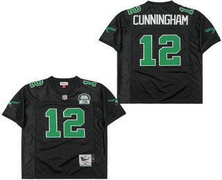 Men's Philadelphia Eagles #12 Randall Cunningham Black 1992 Throwback Jersey