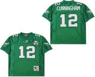 Men's Philadelphia Eagles #12 Randall Cunningham Kelly Green 1992 Throwback Jersey