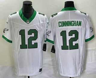 Men's Philadelphia Eagles #12 Randall Cunningham White 2023 FUSE Vapor Limited Throwback Stitched Jersey