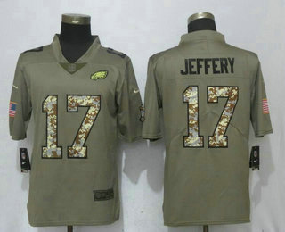 Men's Philadelphia Eagles #17 Alshon Jeffery Olive With Camo 2017 Salute To Service Stitched NFL Nike Limited Jersey