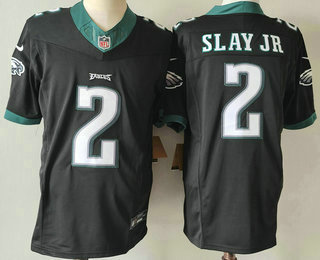 Men's Philadelphia Eagles #2 Darius Slay JR Black 2023 FUSE Vapor Limited Stitched Jersey