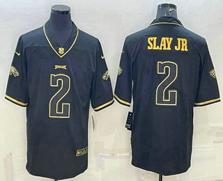 Men's Philadelphia Eagles #2 Darius Slay Jr Black Golden Edition Stitched NFL Nike Limited Jersey