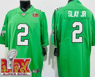 Men's Philadelphia Eagles #2 Darius Slay Jr Limited Kelly Green Super Bowl LIX Vapor Jersey