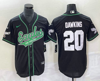 Men's Philadelphia Eagles #20 Brian Dawkins Black Cool Base Stitched Baseball Jersey