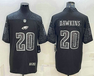 Men's Philadelphia Eagles #20 Brian Dawkins Black Reflective Limited Stitched Football Jersey