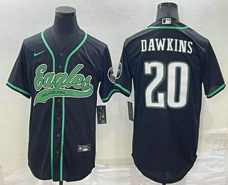 Men's Philadelphia Eagles #20 Brian Dawkins Black Stitched Cool Base Nike Baseball Jersey