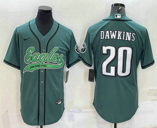 Men's Philadelphia Eagles #20 Brian Dawkins Green With Patch Cool Base Stitched Baseball Jersey