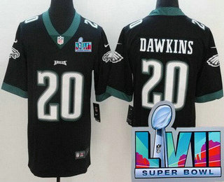 Men's Philadelphia Eagles #20 Brian Dawkins Limited Black Super Bowl LVII Vapor Jersey