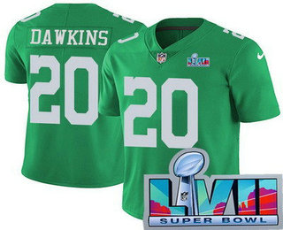 Men's Philadelphia Eagles #20 Brian Dawkins Limited Green Rush Super Bowl LVII Vapor Jersey