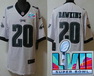 Men's Philadelphia Eagles #20 Brian Dawkins Limited White Super Bowl LVII Vapor Jersey