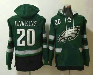 Men's Philadelphia Eagles #20 Brian Dawkins NEW Midnight Green Pocket Stitched NFL Pullover Hoodie