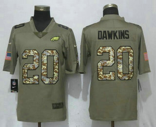 Men's Philadelphia Eagles #20 Brian Dawkins Olive With Camo 2017 Salute To Service Stitched NFL Nike Limited Jersey