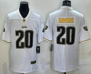 Men's Philadelphia Eagles #20 Brian Dawkins White Golden Edition Stitched NFL Nike Limited Jersey