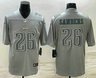 Men's Philadelphia Eagles #26 Miles Sanders Gray Atmosphere Fashion Stitched Jersey