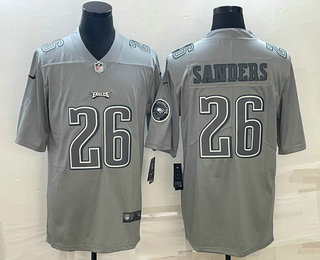 Men's Philadelphia Eagles #26 Miles Sanders Grey With Patch Atmosphere Fashion Stitched Jersey