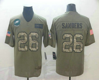 Men's Philadelphia Eagles #26 Miles Sanders Olive Camo 2019 Salute To Service Stitched NFL Nike Limited Jersey