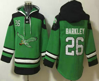 Men's Philadelphia Eagles #26 Saquon Barkley Green Ageless Must Have Lace Up Pullover Hoodie