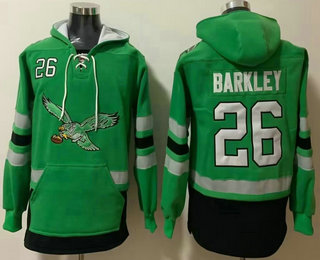 Men's Philadelphia Eagles #26 Saquon Barkley Green Pocket Stitched NFL Pullover Hoodie