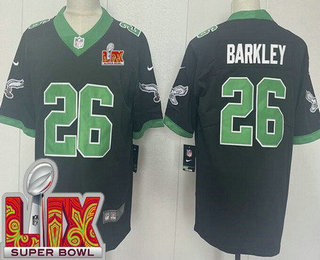 Men's Philadelphia Eagles #26 Saquon Barkley Limited Black Alternate Super Bowl LIX Vapor Jersey