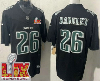 Men's Philadelphia Eagles #26 Saquon Barkley Limited Black Fashion Super Bowl LIX FUSE Vapor Jersey