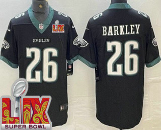 Men's Philadelphia Eagles #26 Saquon Barkley Limited Black Super Bowl LIX Vapor Jersey