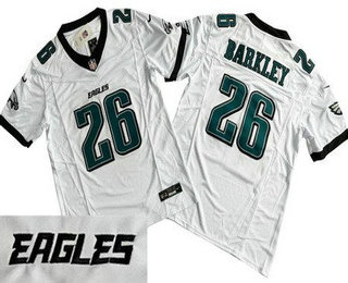 Men's Philadelphia Eagles #26 Saquon Barkley Limited White New Logo FUSE Vapor Jersey