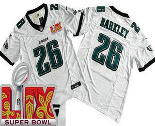 Men's Philadelphia Eagles #26 Saquon Barkley Limited White New Logo Super Bowl LIX FUSE Vapor Jersey