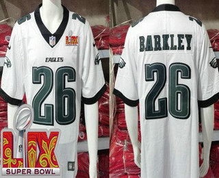 Men's Philadelphia Eagles #26 Saquon Barkley Limited White Super Bowl LIX Vapor Jersey