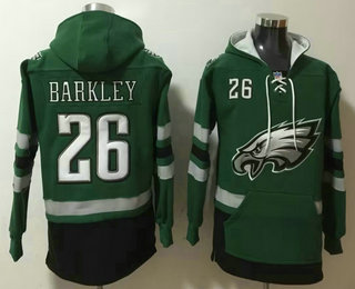 Men's Philadelphia Eagles #26 Saquon Barkley NEW Green Pocket Stitched NFL Pullover Hoodie