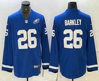 Men's Philadelphia Eagles #26 Saquon Barkley Nike Royal Therma Long Sleeve Limited Jersey