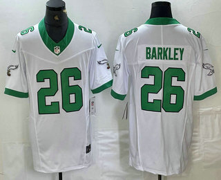 Men's Philadelphia Eagles #26 Saquon Barkley White FUSE Vapor Limited Throwback Stitched Jersey