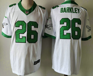 Men's Philadelphia Eagles #26 Saquon Barkley White Vapor Limited Throwback Stitched Jersey