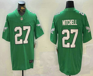 Men's Philadelphia Eagles #27 Quinyon Mitchell Green 2024 FUSE Vapor Limited Throwback Stitched Jersey