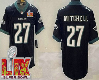 Men's Philadelphia Eagles #27 Quinyon Mitchell Limited Black Super Bowl LIX Vapor Jersey