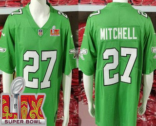 Men's Philadelphia Eagles #27 Quinyon Mitchell Limited Kelly Green Super Bowl LIX Vapor Jersey