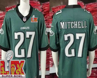 Men's Philadelphia Eagles #27 Quinyon Mitchell Limited Midnight Green Super Bowl LIX Vapor Jersey