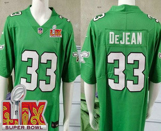 Men's Philadelphia Eagles #33 Cooper DeJean Limited Kelly Green Super Bowl LIX Vapor Jersey