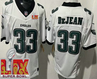 Men's Philadelphia Eagles #33 Cooper DeJean Limited White Super Bowl LIX FUSE Vapor Jersey