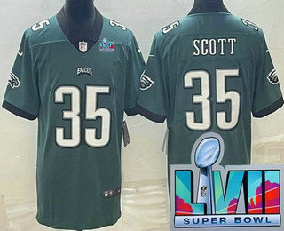 Men's Philadelphia Eagles #35 Boston Scott Limited Green Super Bowl LVII Vapor Jersey