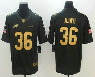 Men's Philadelphia Eagles #36 Jay Ajayi Anthracite Gold 2016 Salute To Service Stitched NFL Nike Limited Jersey