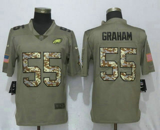 Men's Philadelphia Eagles #55 Brandon Graham Olive With Camo 2017 Salute To Service Stitched NFL Nike Limited Jersey