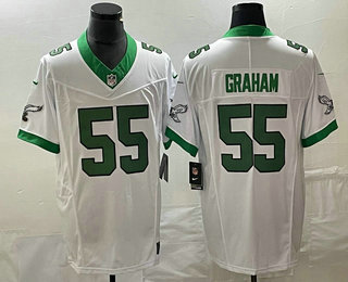 Men's Philadelphia Eagles #55 Brandon Graham White 2023 FUSE Vapor Limited Throwback Stitched Jersey