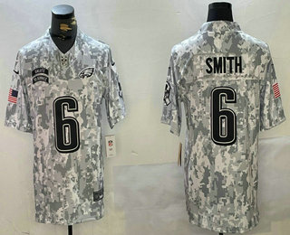 Men's Philadelphia Eagles #6 DeVonta Smith Arctic Camo 2024 FUSE Salute to Service Limited Stitched Jersey