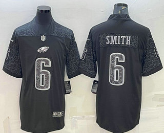 Men's Philadelphia Eagles #6 DeVonta Smith Black Reflective Limited Stitched Football Jersey