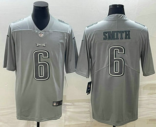 Men's Philadelphia Eagles #6 DeVonta Smith Gray Atmosphere Fashion Stitched Jersey