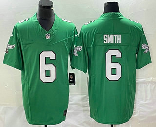 Men's Philadelphia Eagles #6 DeVonta Smith Green 2023 FUSE Vapor Limited Throwback Stitched Jersey