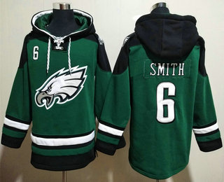 Men's Philadelphia Eagles #6 DeVonta Smith Green Ageless Must Have Lace Up Pullover Hoodie