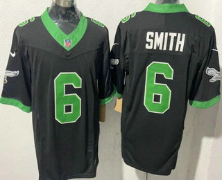 Men's Philadelphia Eagles #6 DeVonta Smith Limited Black Alternate FUSE Vapor Jersey